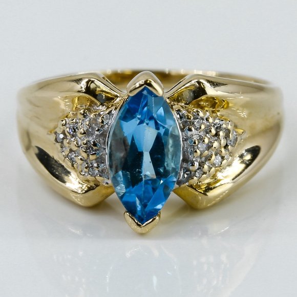 10k Yellow Gold Topaz & Diamond Ring